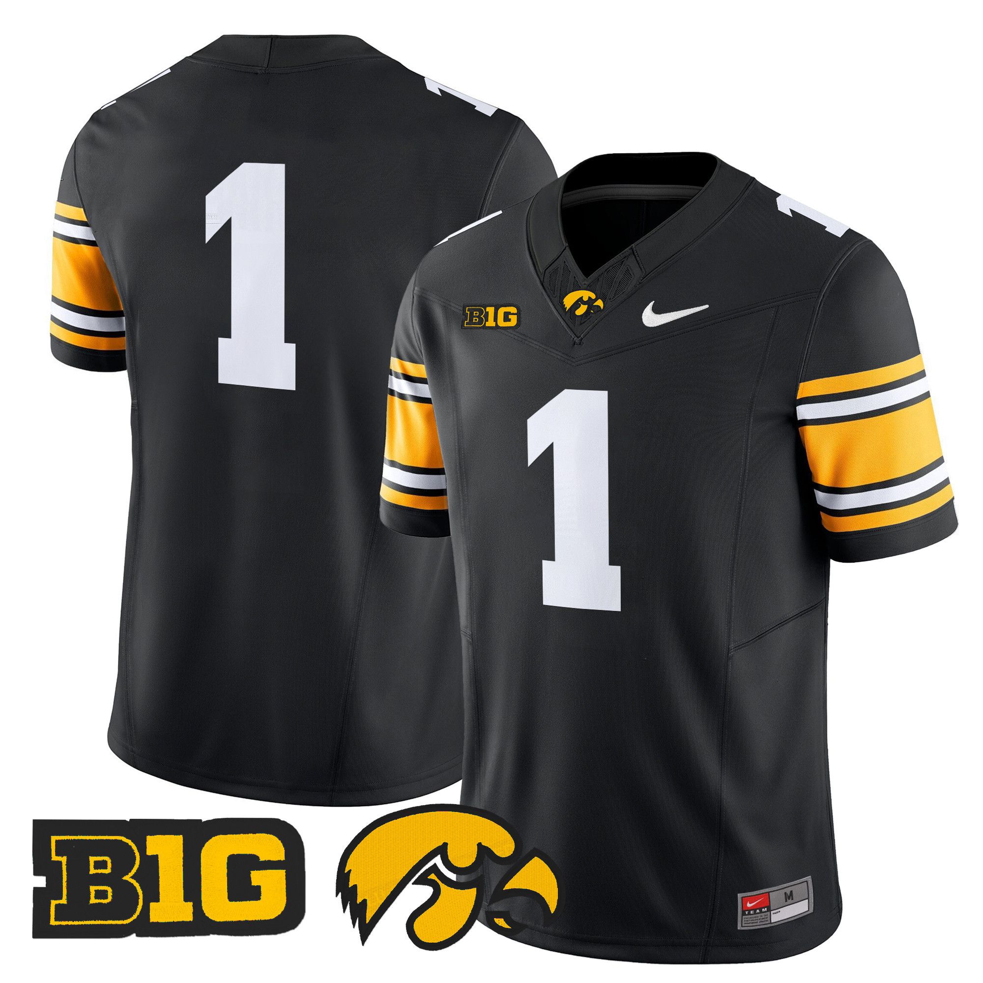Men Iowa Hawkeyes #1 No Name Black Nike 2024 Vapor Limited NCAA Jersey style 1->ncaa teams->NCAA Jersey